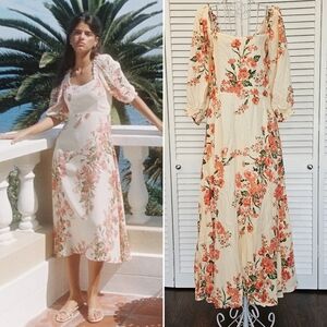 NEW Faithfull the Brand Bronte Midi Dress Magnolia Floral Print Size 10